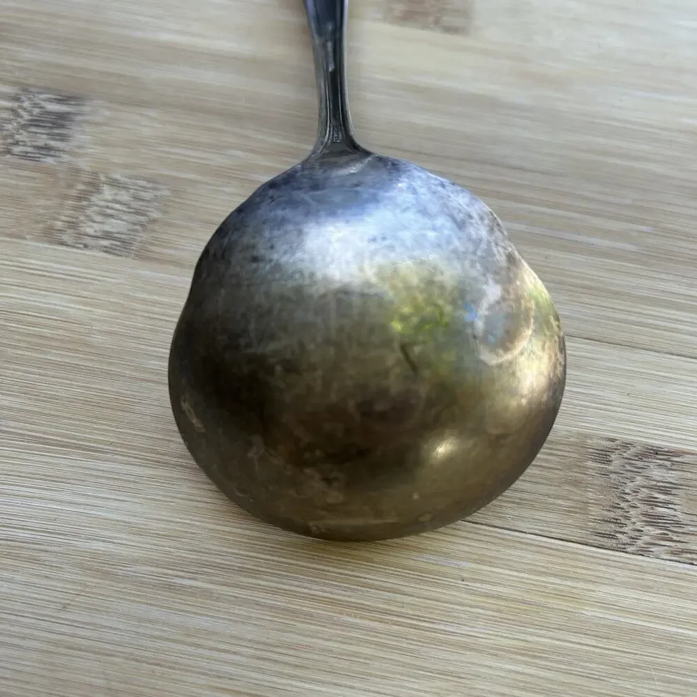 Vintage WM Rogers & Son AA Silverplate Gravy Ladle Floral Handle